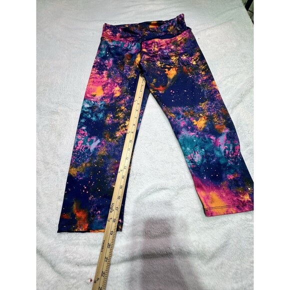 KOS USA Women's L Athletic Compression Running Leggings Galaxy Neon Color - Picture 4 of 12